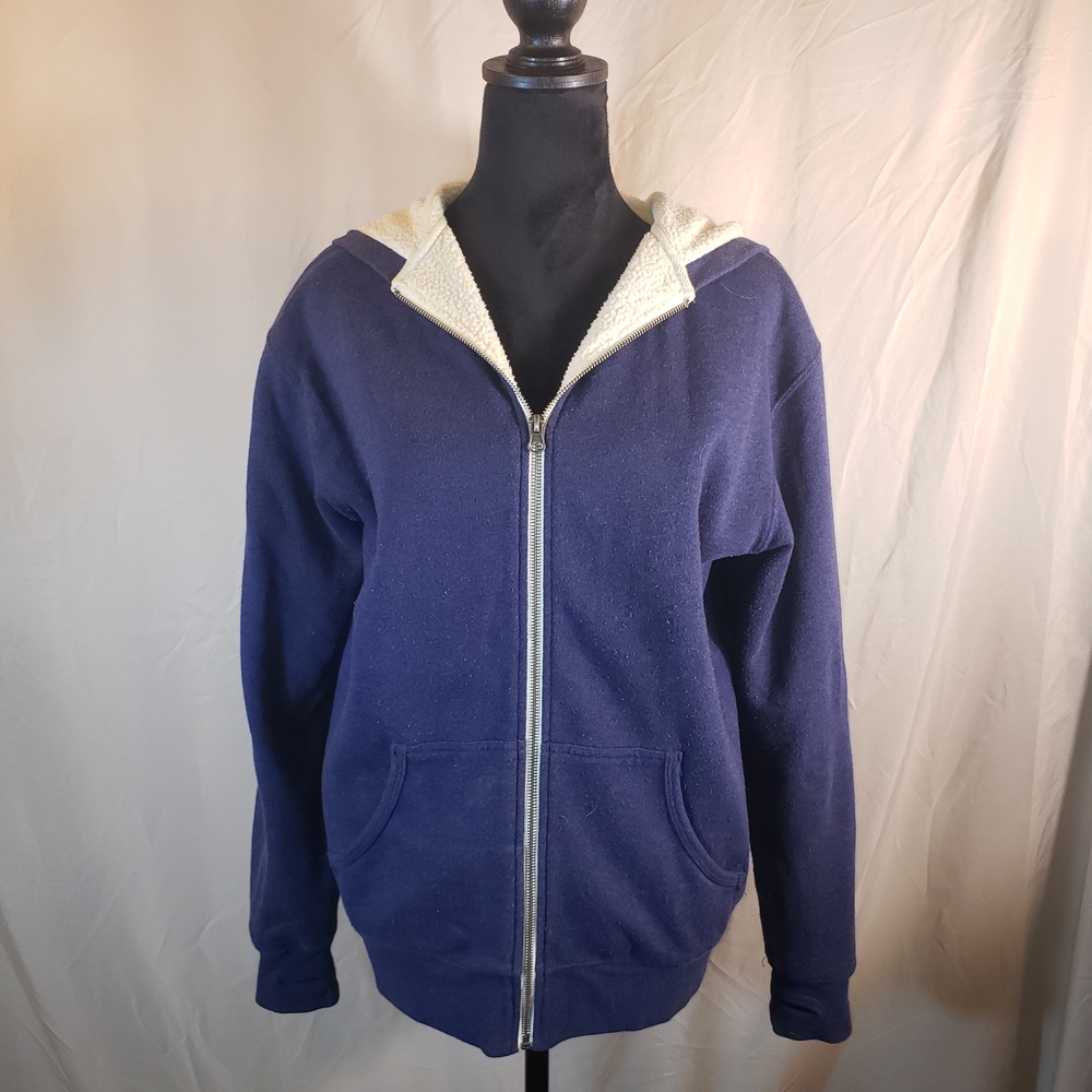 Independent Trading Company Men's Blue Zip-Up Sweater with Hood - L